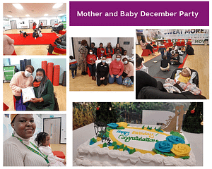 Collage of images from our Mother and Baby Christmas event