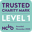 Trusted charity mark, level 1 awarded by NCVO November 2020